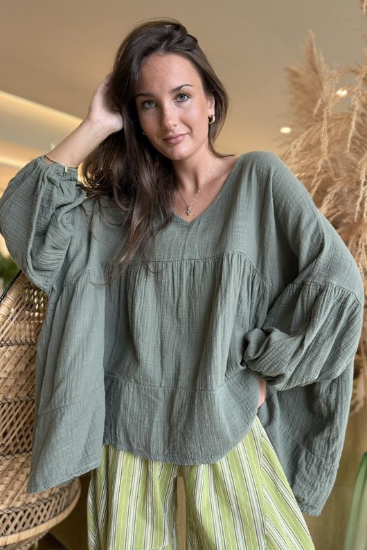 Suri Cushion Cotton Artist Smock Khaki /15=